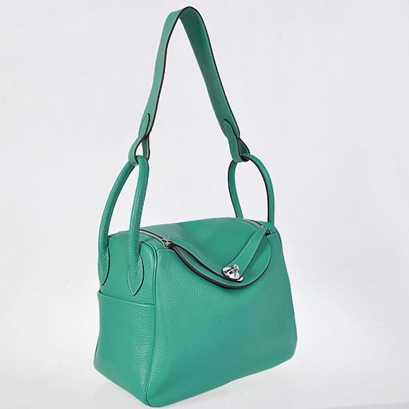 High Quality Replica Hermes Lindy 30CM Havanne Handbags 1057 Green Leather Silver Hardware - Click Image to Close